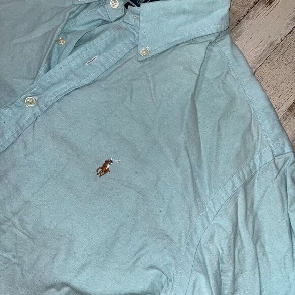 Polo Ralph Lauren Button Up Long Sleeve Shirt‎ Baby Blue Mens XL Classic Fit - Picture 3 of 8